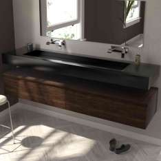 Riluxa CORIAN® COLOUR | Sagitta Plus Corian® Deep Nocturne Deep Nocturne Wall Mounted Washbasin