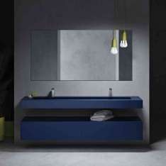 Riluxa CORIAN® COLOUR | Sagitta Plus Wall Mounted Washbasin + Gaia Renaissance Bathroom Cabinet - 2 drawers