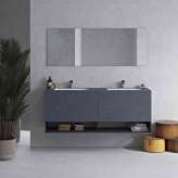 Riluxa CORIAN® COLOUR | Serenity Double Basin + Athena Renaissance all Corian® Colour Vanity Unit - 2 drawers