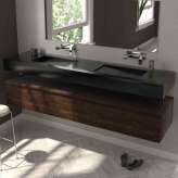 Riluxa CORIAN® COLOUR | Perseus Deep Nocturne Corian® Wall Mounted Double Washbasin