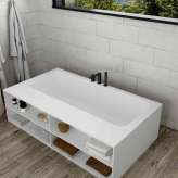 Riluxa CORIAN® | AQUILA Built-in DuPont™ Corian® Bathtub - 3 Panels & Front shelf