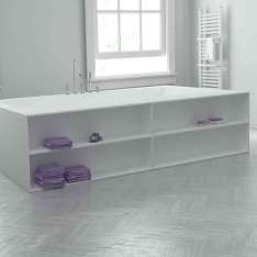 Riluxa CORIAN® | Cassiopeia Built-in DuPont™ Corian® Bathtub - Front shelves