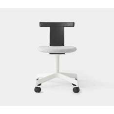 Resident Jiro Swivel Chair Black - White Base with Casters - Upholstered