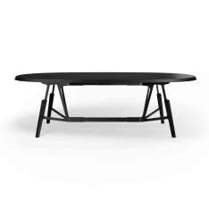 Quodes Stammtisch oval table,solid wood tabletop, stained in black