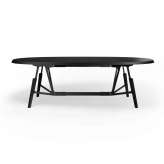 Quodes Stammtisch oval table,solid wood tabletop, stained in black