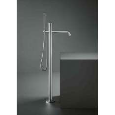Quadrodesign Stereo | High water flow free-standing mixer for bathtub with hand shower kit