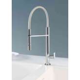 Quadrodesign Kitchen Brass | Kitchen mixer with grey flexible hose, two-jetschromed handshower.