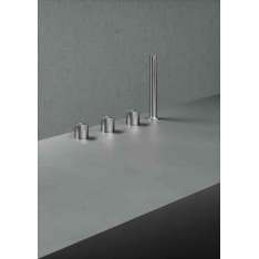 Quadrodesign Hb | Stainless steel Bath rim set. Three hole ri and hydroprogressive mixer with handshower kit