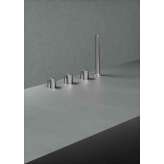 Quadrodesign Hb | Stainless steel Bath rim set. Three hole ri and hydroprogressive mixer with handshower kit