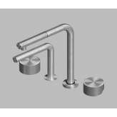 Quadrodesign AISI316L stainless steel deck mounted mixer set withswivelling and extractable spout, with remote controlfor water