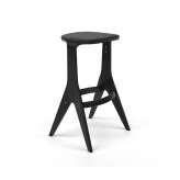 Poiat Lavitta Bar Stool 75 with Leather Upholstery - Black