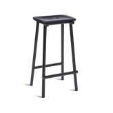 Please Wait to be Seated Tubby Tube Bar Stool | Wooden seat