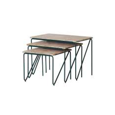 Please Wait to be Seated Tryptich Nesting Tables | Cedar Green with Monaco Brown Marble