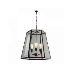 Original BTC Hex Pendant, Extra Large, Weathered Brass, Clear Glass