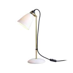 Original BTC Hector 30 Table Light, Satin Brass with Black Braided Cable
