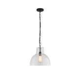 Original BTC Glass York Pendant, Size 2, Clear and Weathered Brass