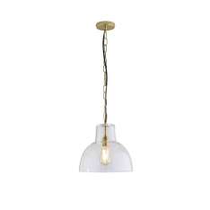 Original BTC Glass York Pendant, Size 2, Clear and Brass