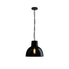Original BTC Glass York Pendant, Size 2, Anthracite and Weathered Brass