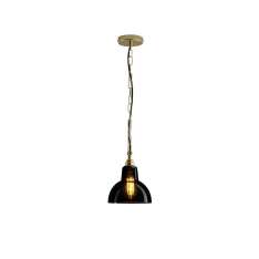Original BTC Glass York Pendant, Size 1, Anthracite and Brass