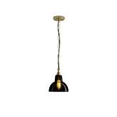 Original BTC Glass York Pendant, Size 1, Anthracite and Brass
