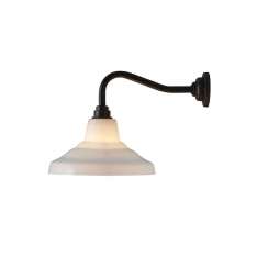 Original BTC Glass School Wall Light, Size 1, Opal and Weathered Brass