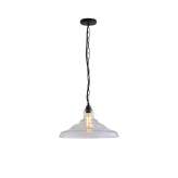 Original BTC Glass School Pendant Light, Size 2, Clear and Weathered Brass