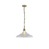 Original BTC Glass School Pendant Light, Size 2, Clear and Brass