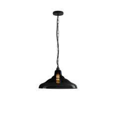 Original BTC Glass School Pendant Light, Size 2, Anthracite and Weathered Brass