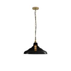 Original BTC Glass School Pendant Light, Size 2, Anthracite and Brass