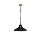 Original BTC Glass School Pendant Light, Size 2, Anthracite and Brass