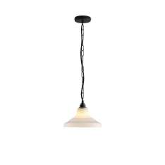 Original BTC Glass School Pendant Light, Size 1, Opal and Weathered Brass