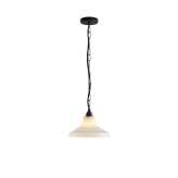 Original BTC Glass School Pendant Light, Size 1, Opal and Weathered Brass