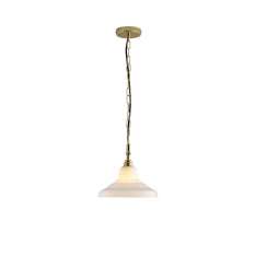 Original BTC Glass School Pendant Light, Size 1, Opal and Brass