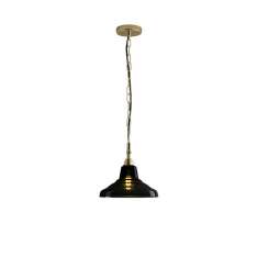 Original BTC Glass School Pendant Light, Size 1, Anthracite and Brass