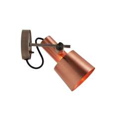 Original BTC Chester Wall Light, Satin Copper, Black Braided Cable