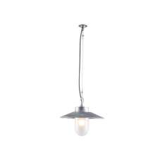 Original BTC 7680 Well Glass Pendant With Visor, Galvanised, Frosted Glass