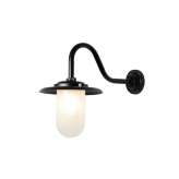 Original BTC 7677 Exterior Bracket Light, 100W, Swan Neck, Painted Black, Frosted Glass