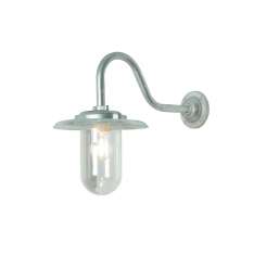 Original BTC 7677 Exterior Bracket Light, 100W, Swan Neck, Galvanised, Clear Glass