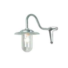 Original BTC 7677 Exterior Bracket Light, 100W, Swan Neck, Corner, Galvanised, Clear Glass