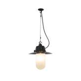 Original BTC 7675 Dockside Pendant, With Reflector, Black, Frosted Glass