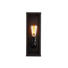 Original BTC 7650 Narrow Box Wall Light, Internal Glass, Weathered Brass, Clear Glass