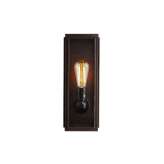 Original BTC 7649 Narrow Box Wall Light, Ext Glass, Weathered Brass, Clear Glass