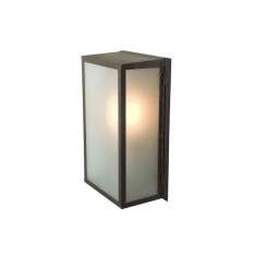 Original BTC 7645 Box Wall Light, Internal Glass, Medium, Weathered Brass, Frosted Glass