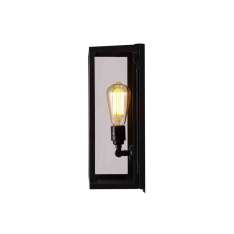 Original BTC 7645 Box Wall Light, Internal Glass, Medium, Weathered Brass, Clear Glass