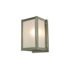 Original BTC 7643 Miniature Box Wall Light, Internal Glass, Satin Nickel, Frosted Glass