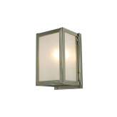 Original BTC 7643 Miniature Box Wall Light, Internal Glass, Satin Nickel, Frosted Glass