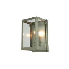 Original BTC 7643 Miniature Box Wall Light, Internal Glass, Satin Nickel, Clear Glass