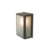 Original BTC 7641 Box Wall Light, External Glass, Small, Weathered Brass, Frosted Glass