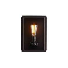 Original BTC 7641 Box Wall Light, External Glass, Small, Weathered Brass, Clear Glass