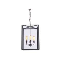 Original BTC 7639 Square Pendant, External Glass, XL & 4 L/holders, Weathered Brass